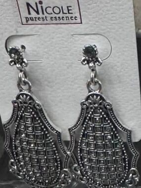 Nicole Silver Ornate Filigree Drop Earrings